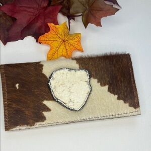 Keep it Gypsy Brown and Cream Cowhide Hair on Hide Clutch